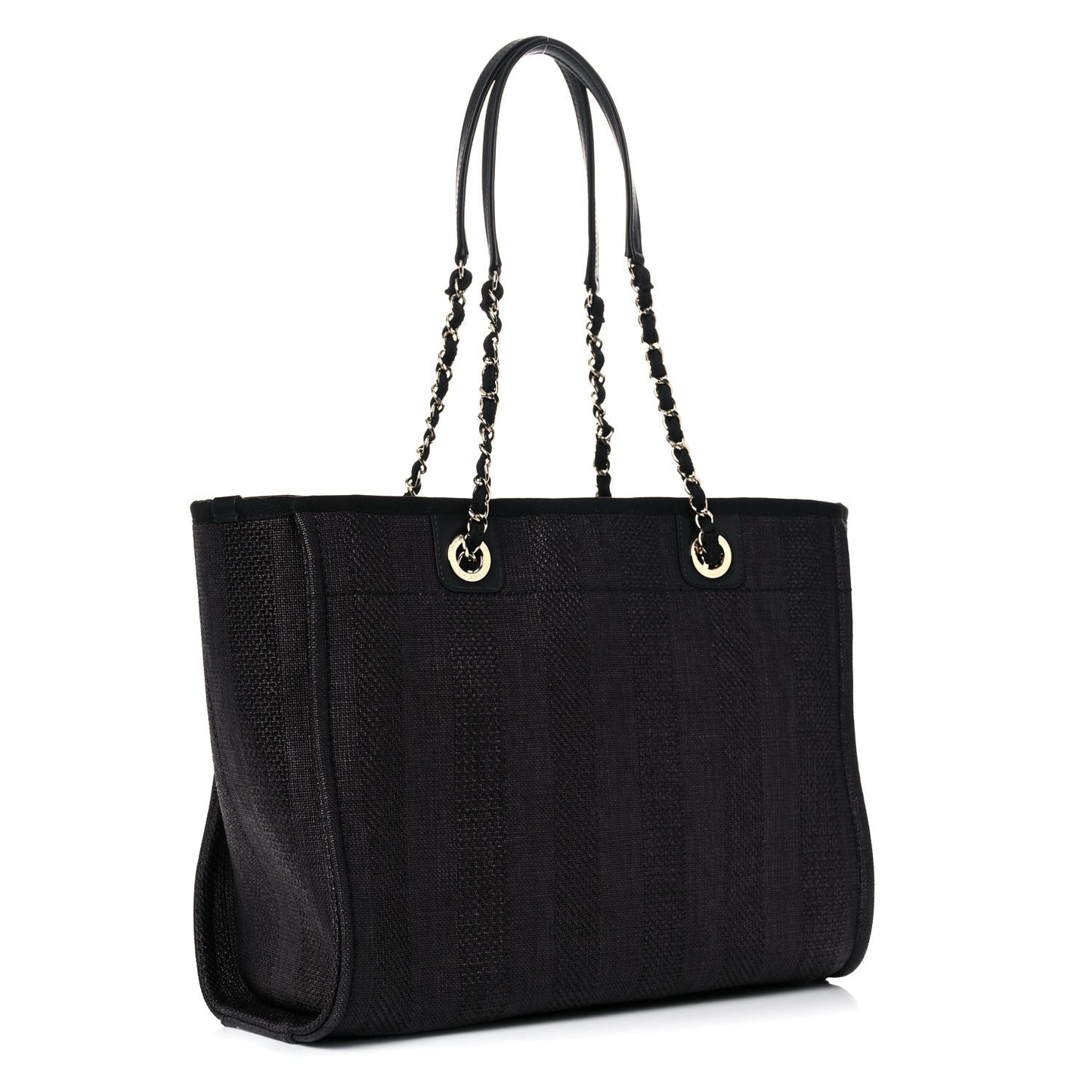Mixed Fibers Striped Small Deauville Tote Black