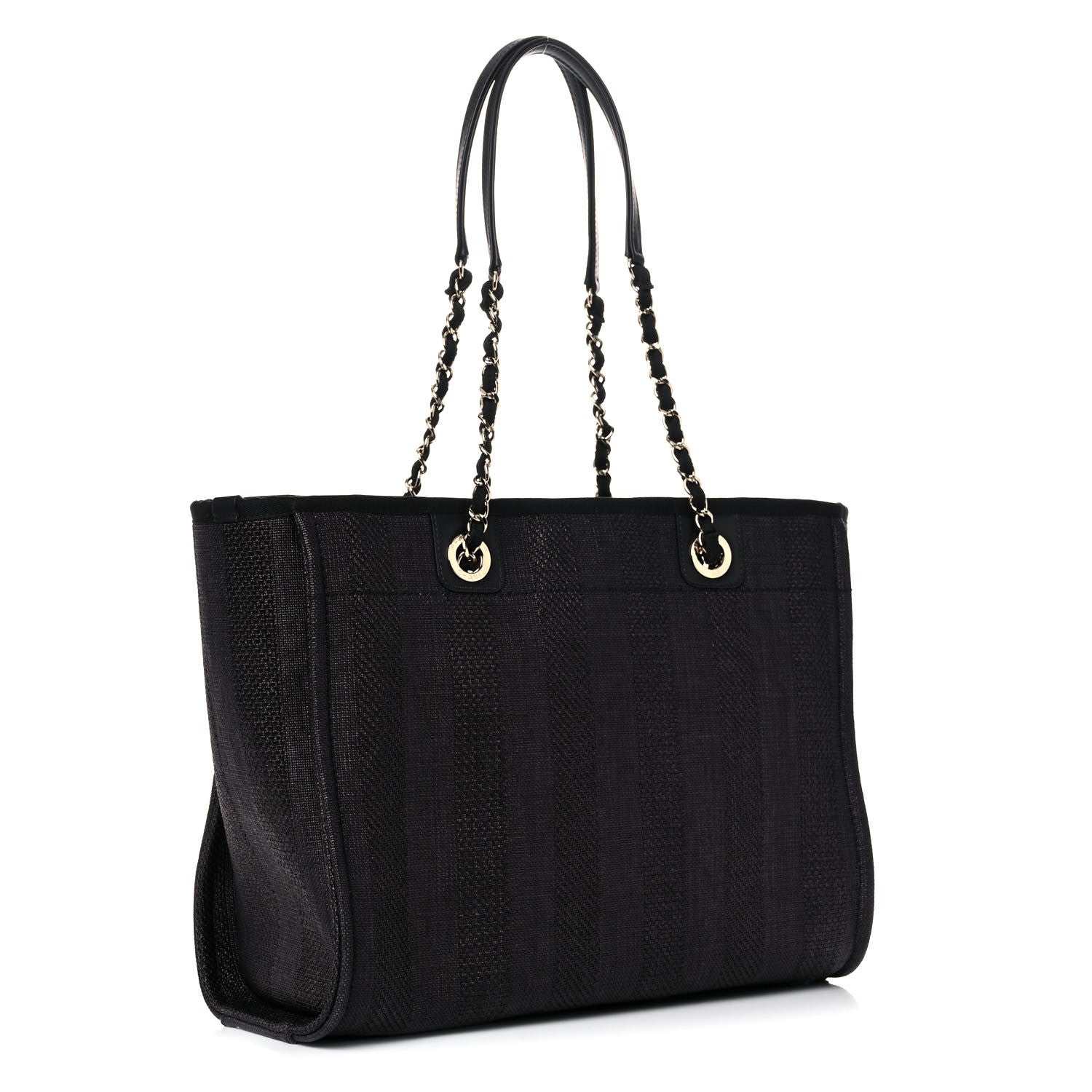 Chanel Mixed Fibers Striped Small Deauville Tote Black 3 of 10