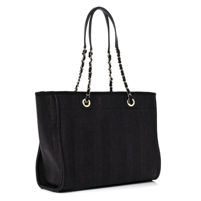 Chanel Mixed Fibers Striped Small Deauville Tote Black 3 of 10