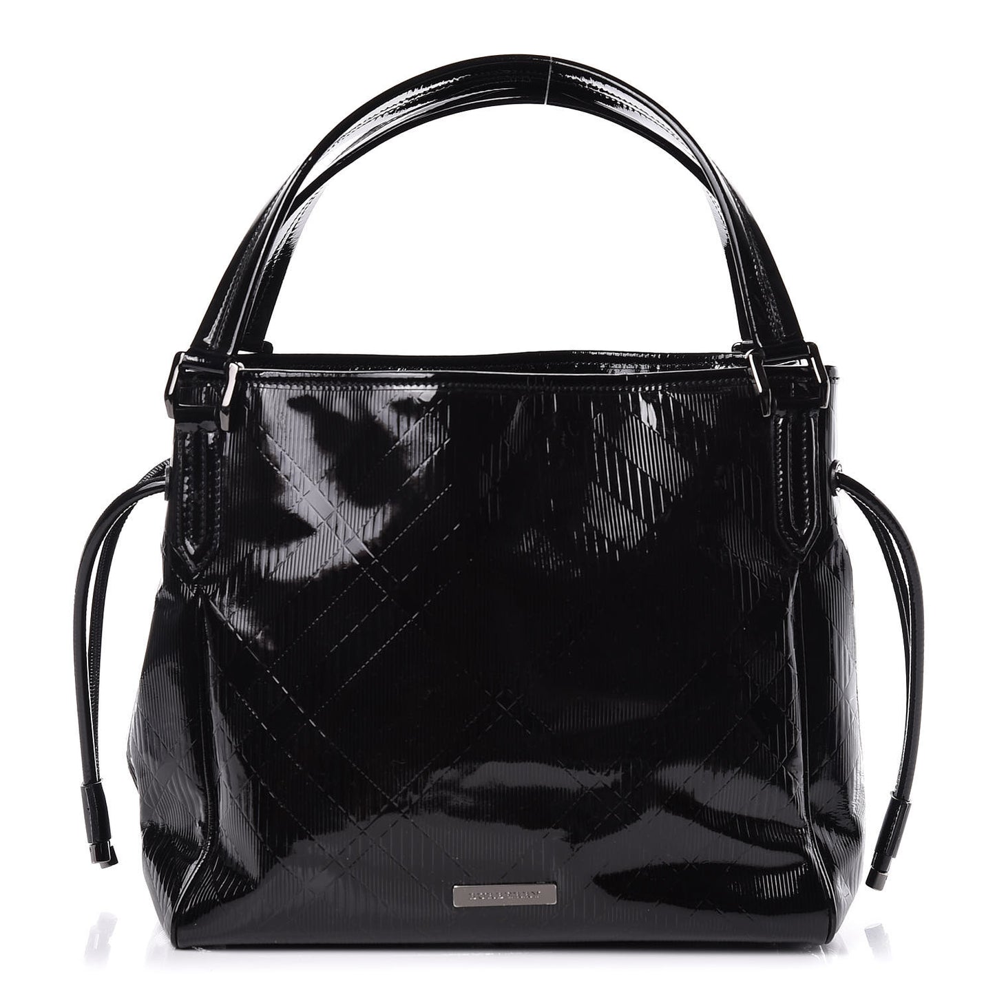 Patent Check Embossed Small Bilmore Tote Black