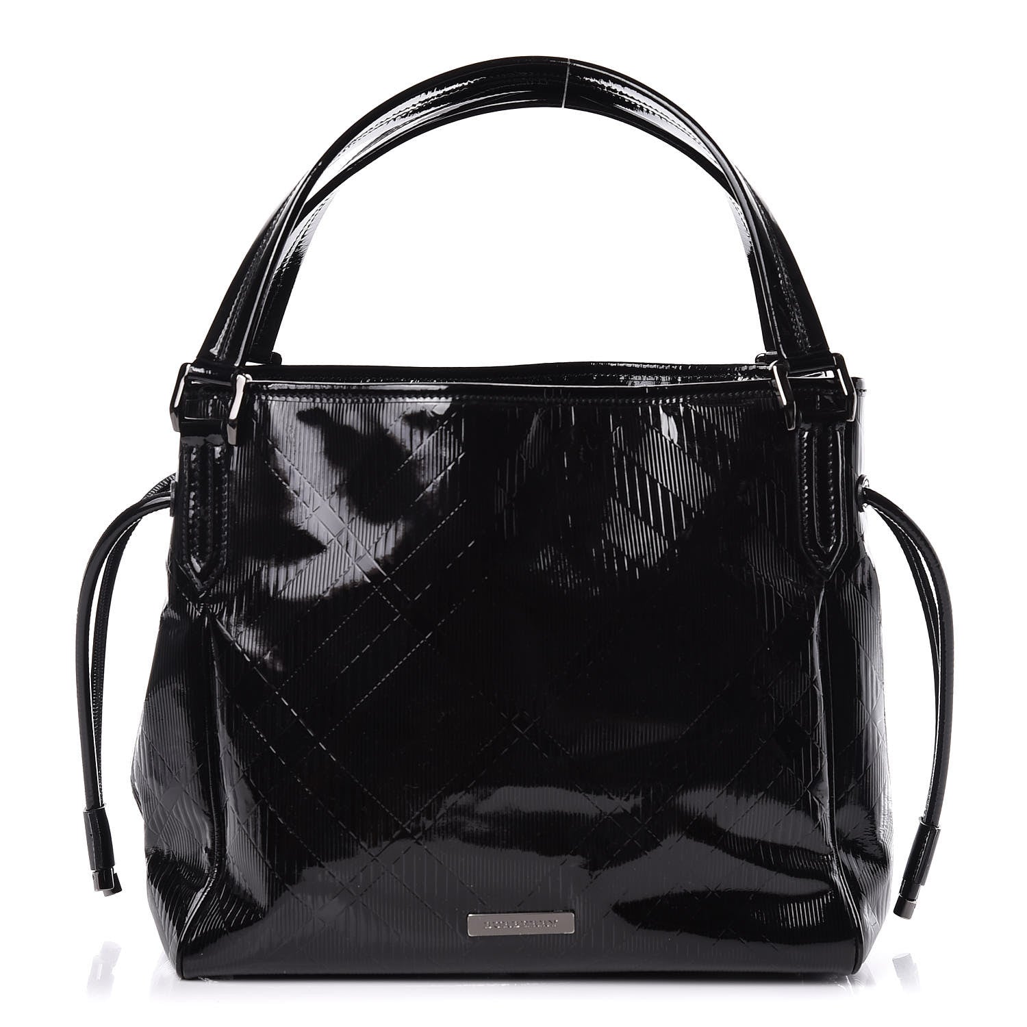 Burberry Patent Check Embossed Small Bilmore Tote Black 1 of 11