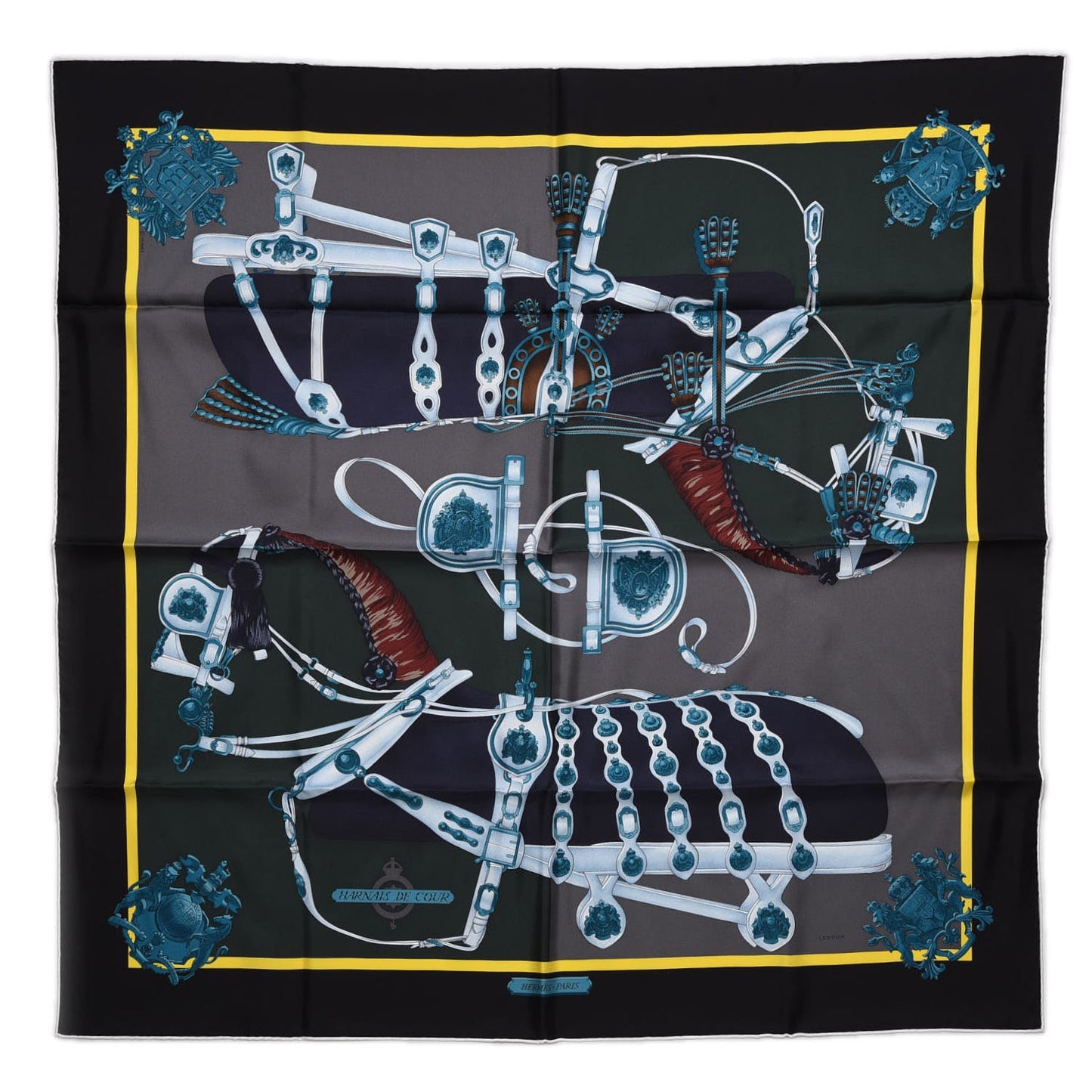 Silk Harnais De Cour Scarf 90 Noir Gris Marine
