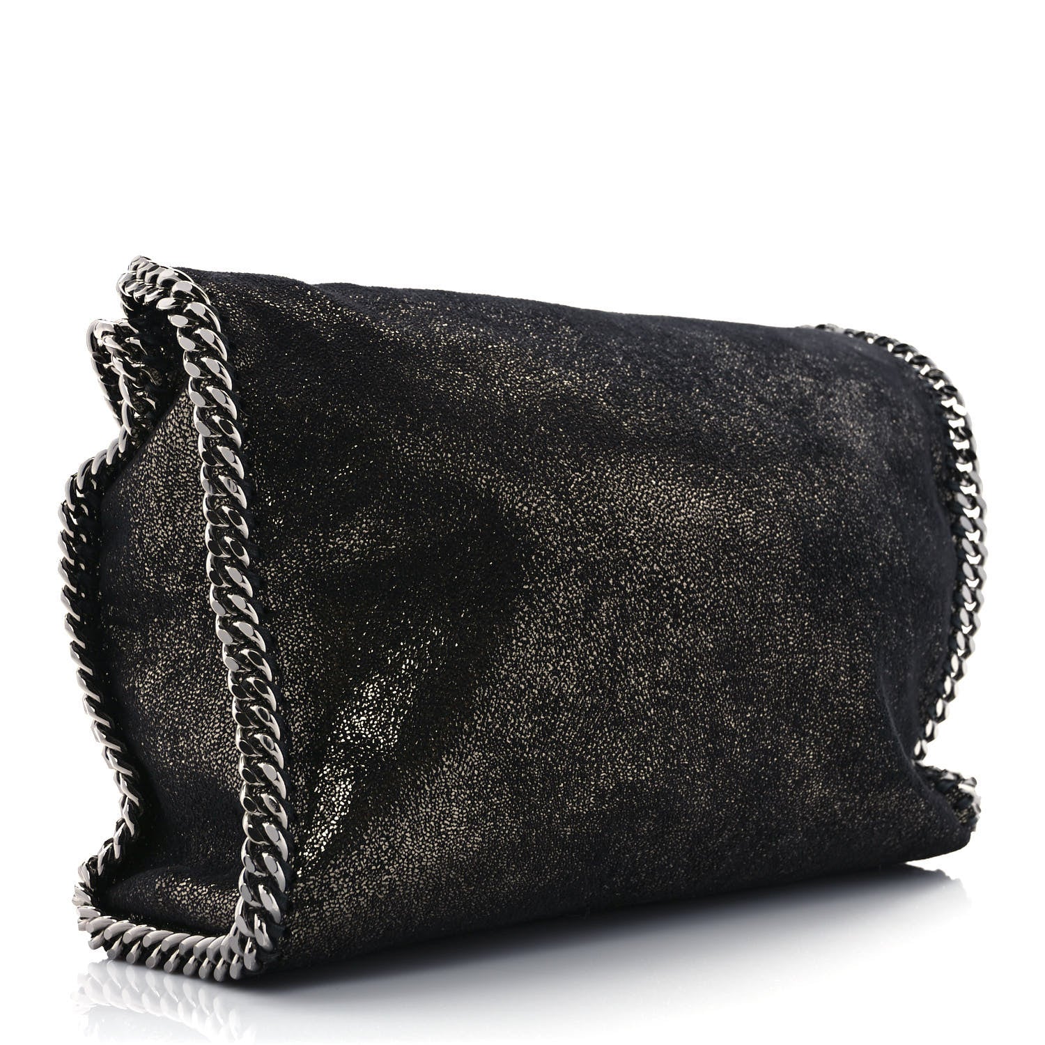 Stella McCartney Metallic Shaggy Deer Falabella Fold Over Tote Black 2 of 8