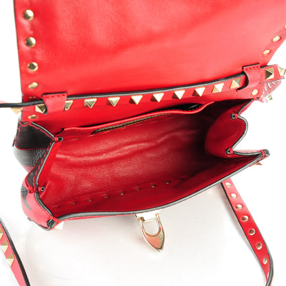 Valentino Garavani Nappa Canvas Camouflage Mini Rockstud Flap Saddle Crossbody Bag Red 5 of 7