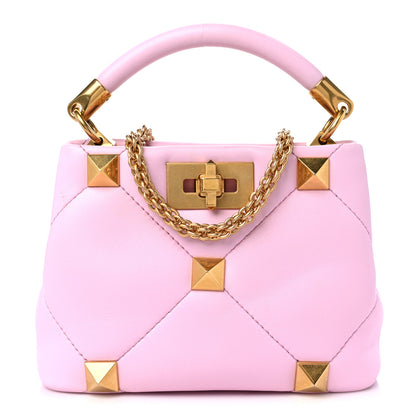 Valentino Garavani Nappa Mini Roman Stud The Handle Bag Pink Borealis 1 of 12