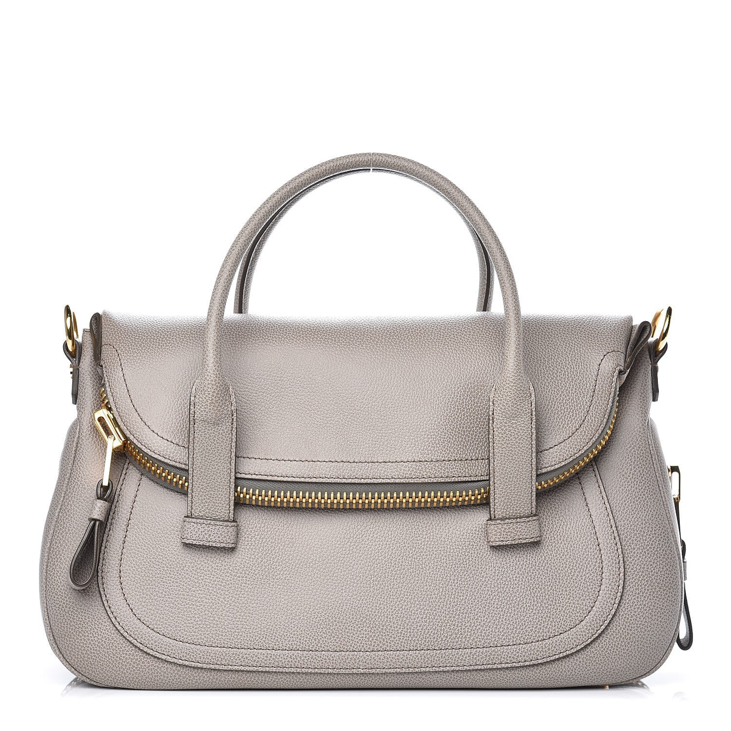 Tom Ford Pebbled Calfskin Medium Top Handle Jennifer Warm Taupe 1 of 6