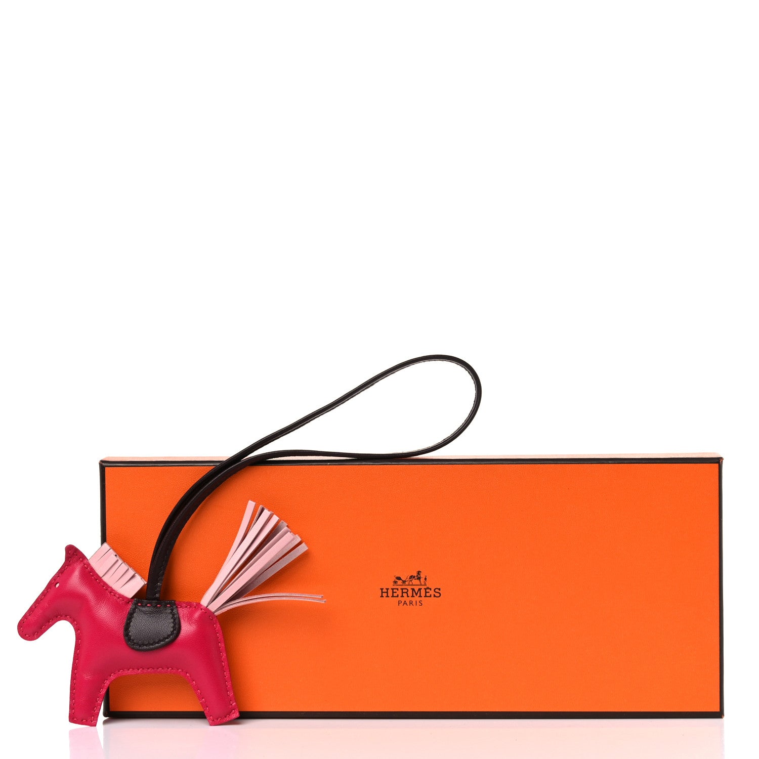 Hermes Milo Lambskin Grigri Rodeo Horse Bag Charm Rose Sakura Framboise Rouge Sellier 4 of 4
