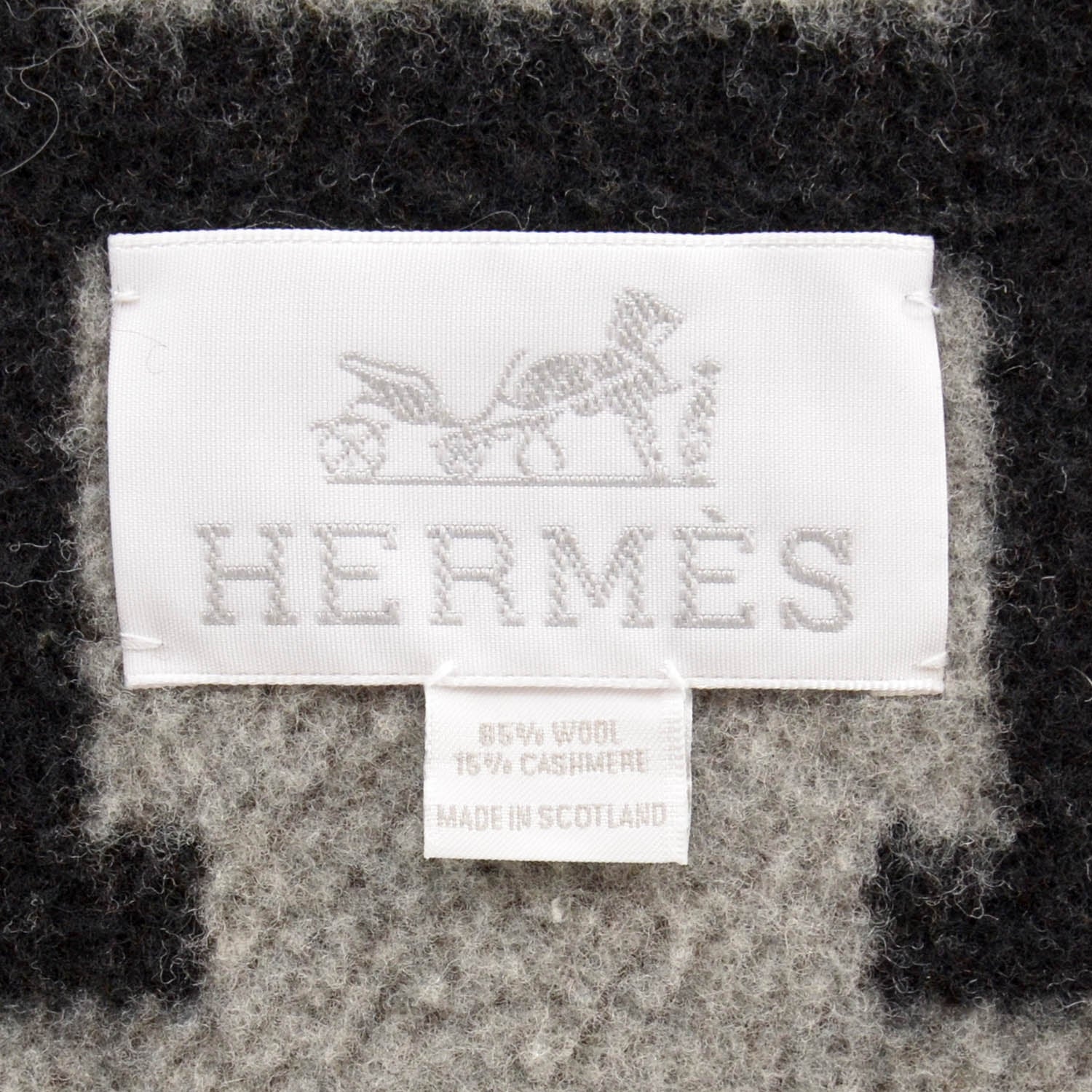 Hermes Wool Cashmere Signature Avalon Blanket Black 3 of 4