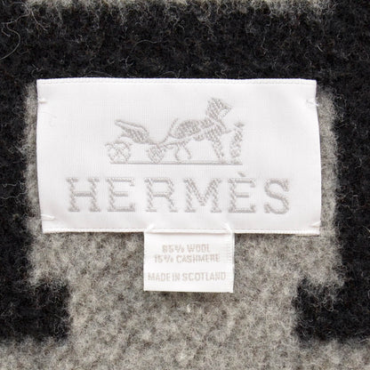 Hermes Wool Cashmere Signature Avalon Blanket Black 3 of 4