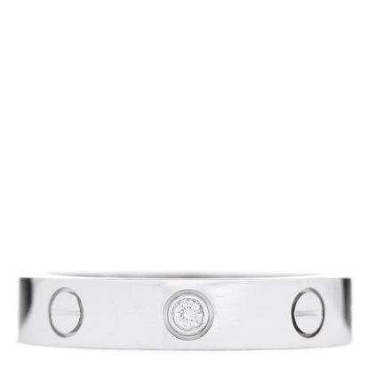 Cartier 18K White Gold Diamond 4mm LOVE Wedding Band Ring 53 6.5 1 of 4
