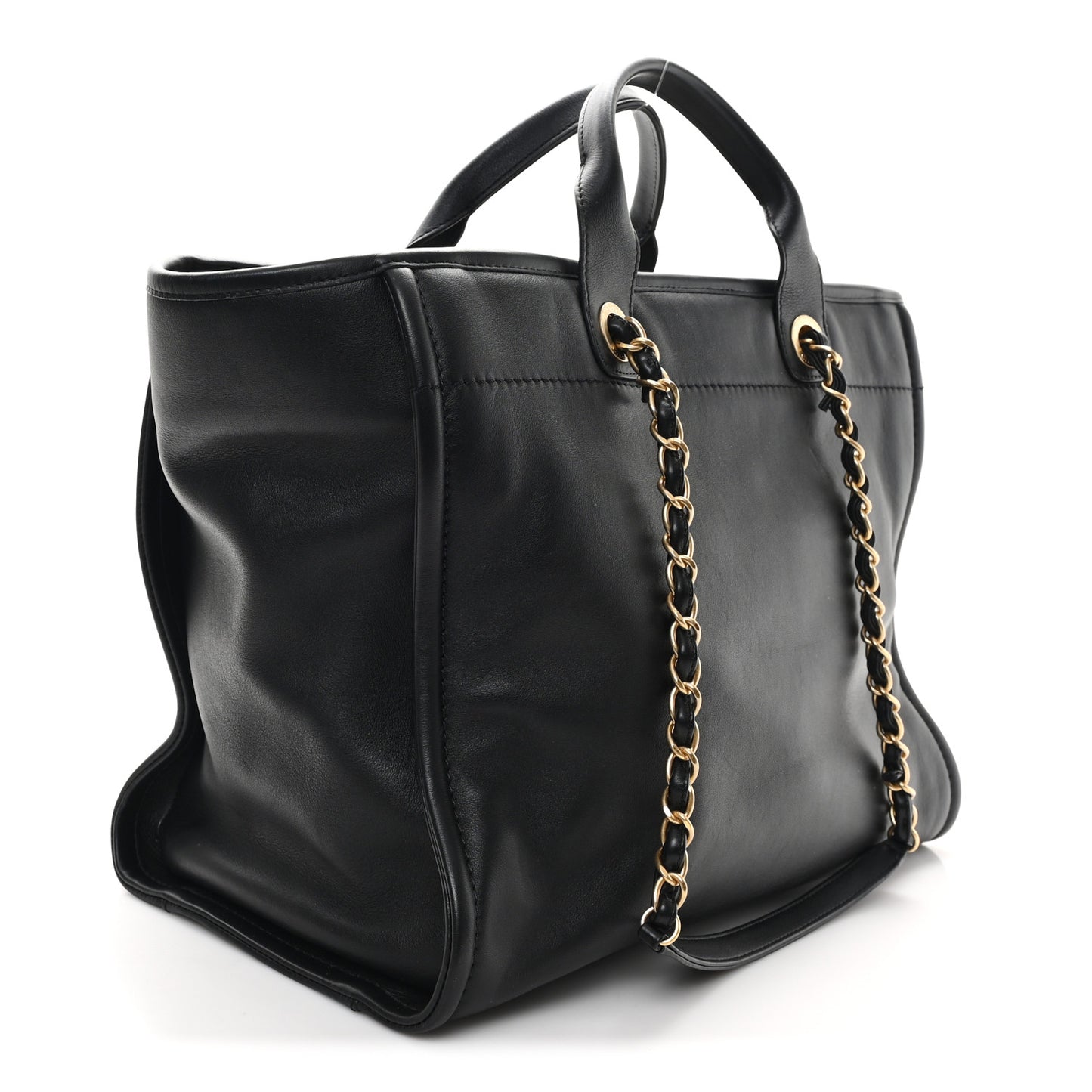Calfskin Medium Deauville Tote Black Multicolor
