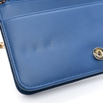 Chanel Caviar Quilted Boy Wallet On Chain WOC Blue 12 of 12