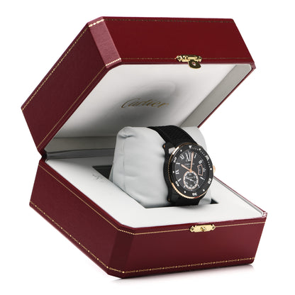 Cartier ADLC Stainless Steel 18K Pink Gold Rubber 42mm Calibre de Cartier Diver Automatic Watch Black 6 of 6