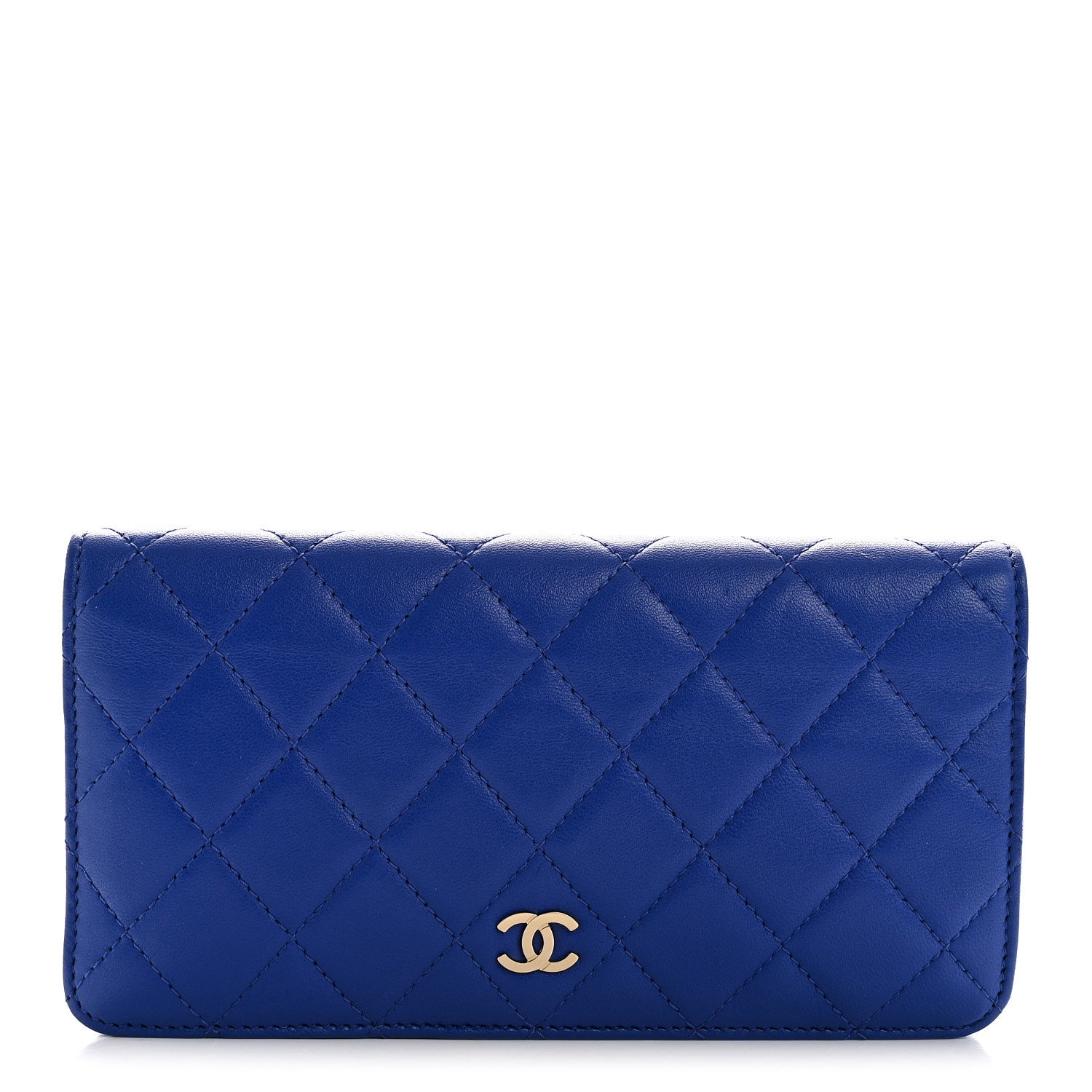 Chanel Lambskin Quilted Yen Wallet Blue 1 of 9
