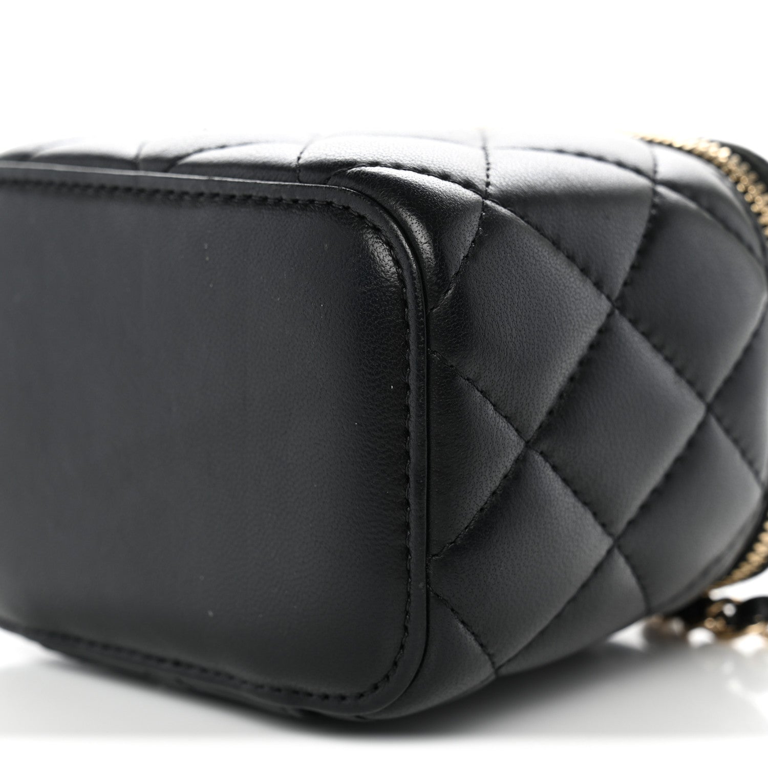 Chanel Lambskin Quilted Mini Vanity Case With Chain Black 10 of 10