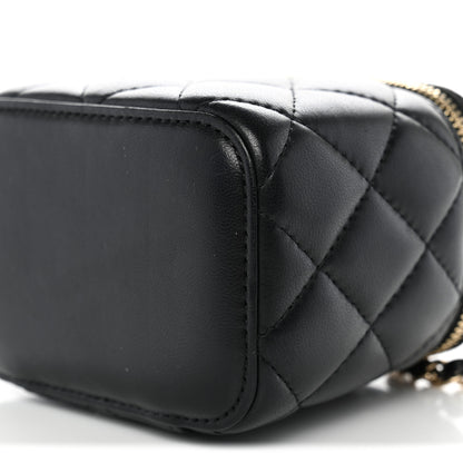 Chanel Lambskin Quilted Mini Vanity Case With Chain Black 10 of 10