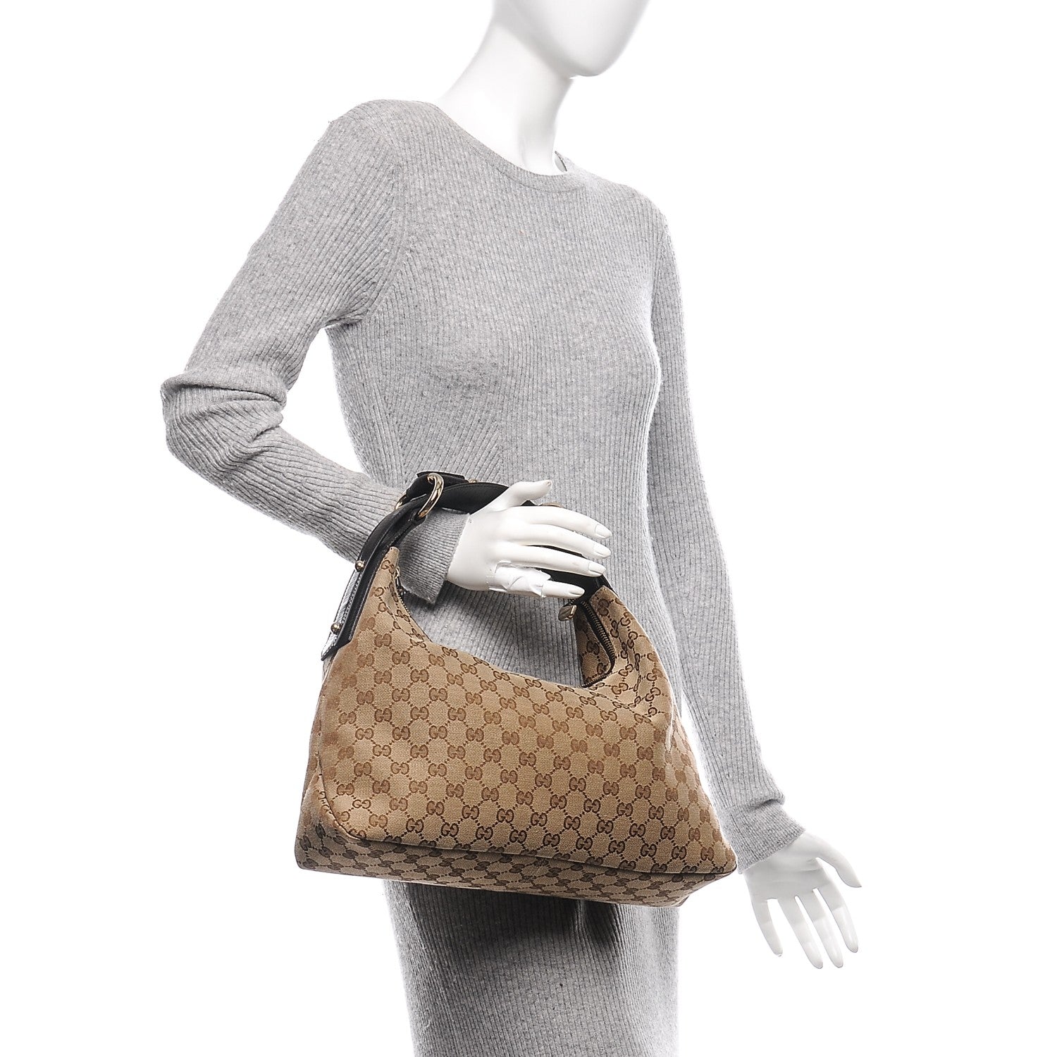 Gucci Monogram Medium Horsebit Chain Hobo Dark Brown 2 of 6