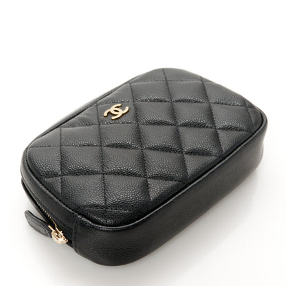 Chanel Caviar Quilted Small Curvy Pouch Cosmetic Case Black 7 of 16