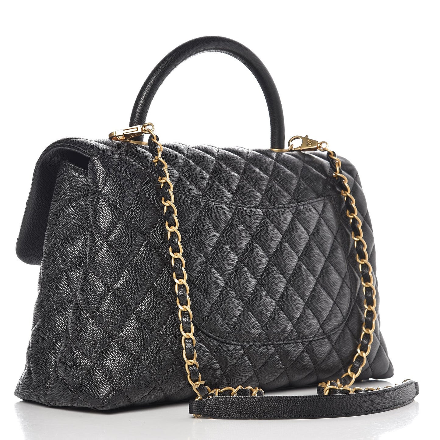 Caviar Quilted Medium Coco Handle Flap Black