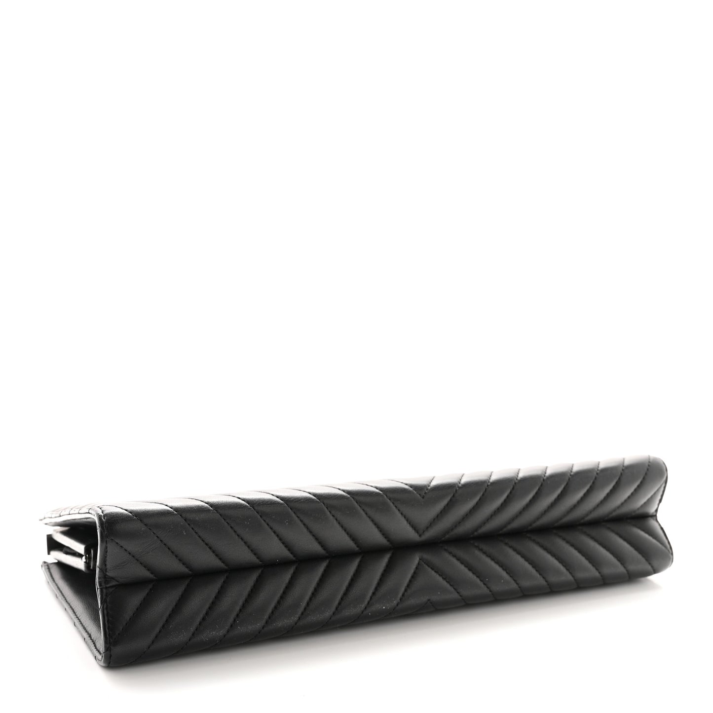 Lambskin Chevron Evening Clutch Black