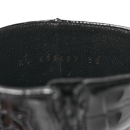 Saint Laurent Alligator Embossed Patent Calfskin Opyum 110 Ankle Boots 38 Black 4 of 11