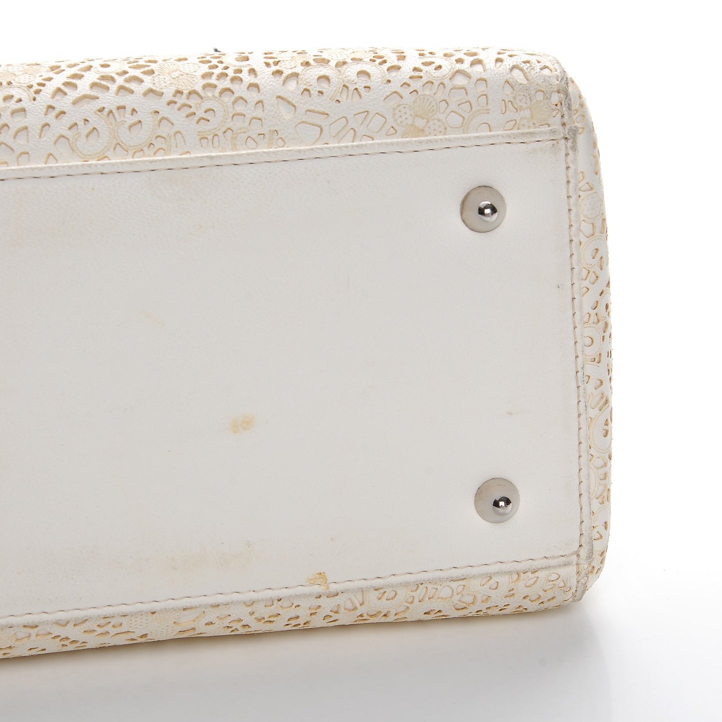 Laced Calfskin Medium Lady Dior Off White