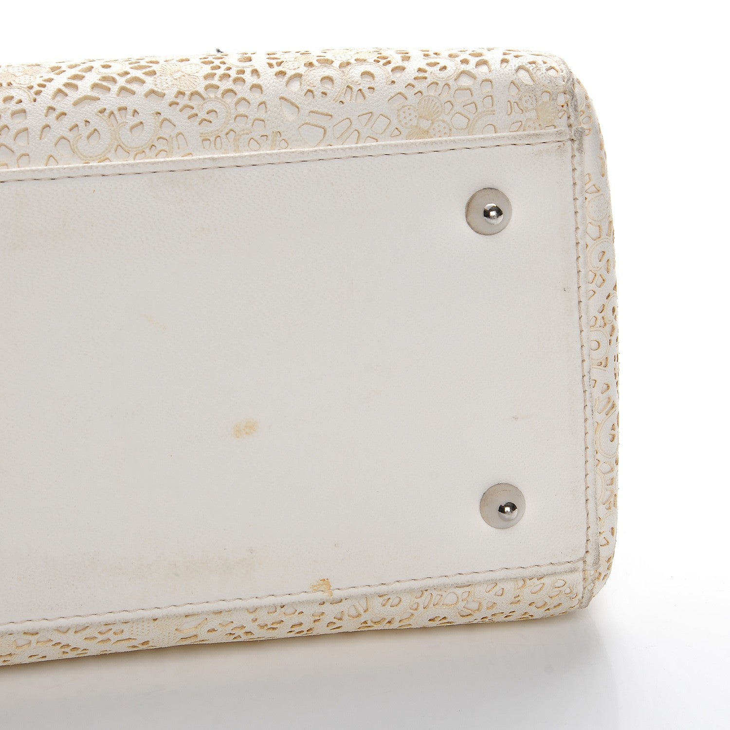 Christian Dior Laced Calfskin Medium Lady Dior Off White 5 of 12