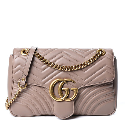 Gucci Calfskin Matelasse Medium GG Marmont Shoulder Bag Porcelain Rose 1 of 9