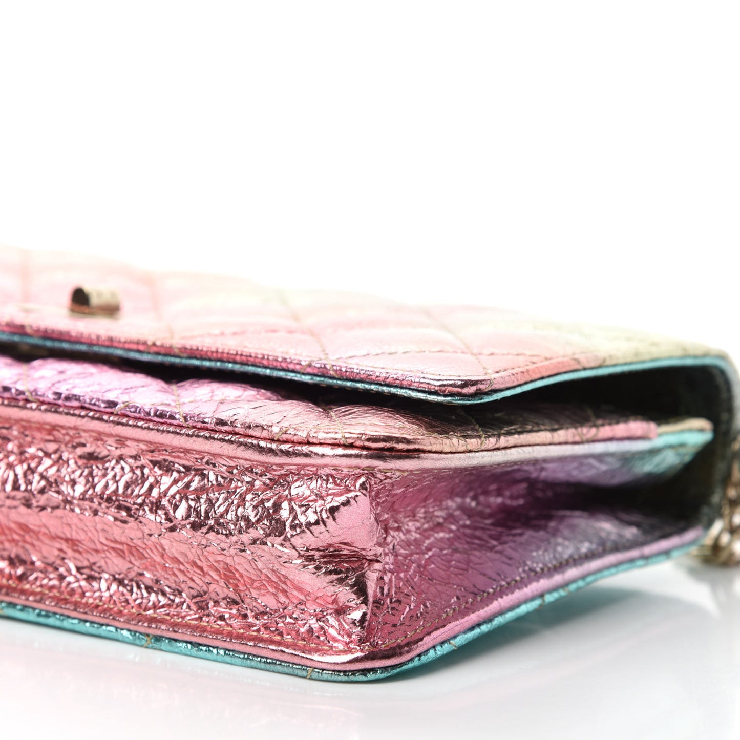 Metallic Goatskin Quilted 2.55 Reissue Wallet on Chain WOC Multicolor