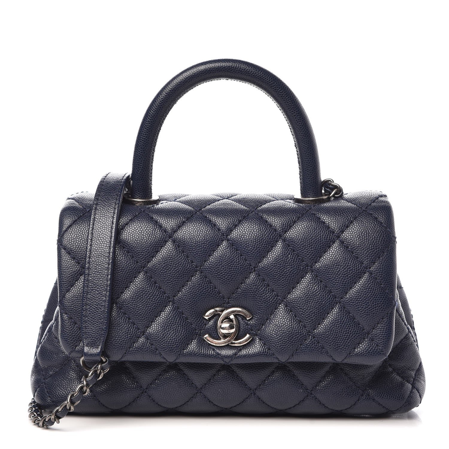 Chanel Caviar Quilted Mini Coco Handle Flap Navy Blue 1 of 9