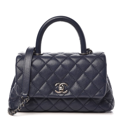 Chanel Caviar Quilted Mini Coco Handle Flap Navy Blue 1 of 9