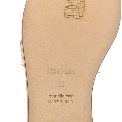 Hermes Metallic Calfskin Oran Sandals 38 Rose Dore 9 of 11