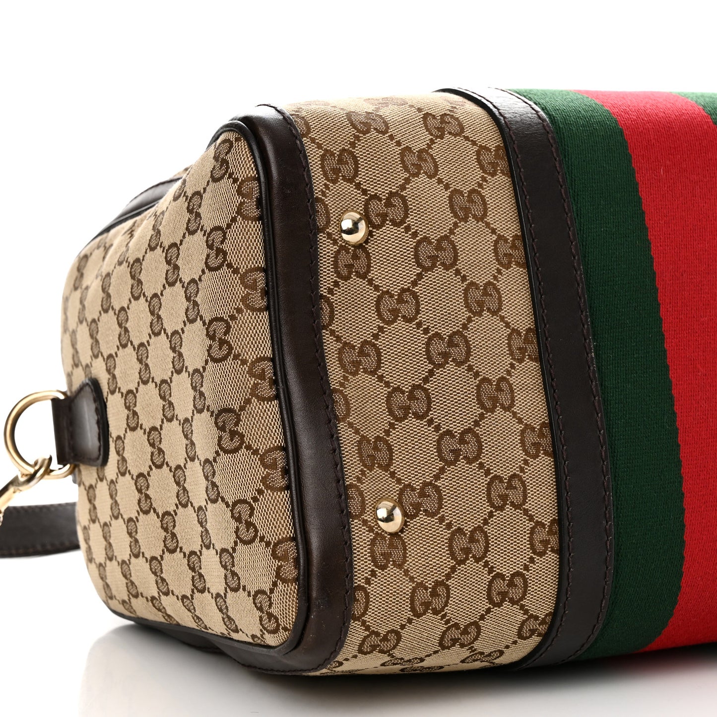 Monogram Selleria Calfskin Vintage Web Medium Boston Beige Ebony Cocoa