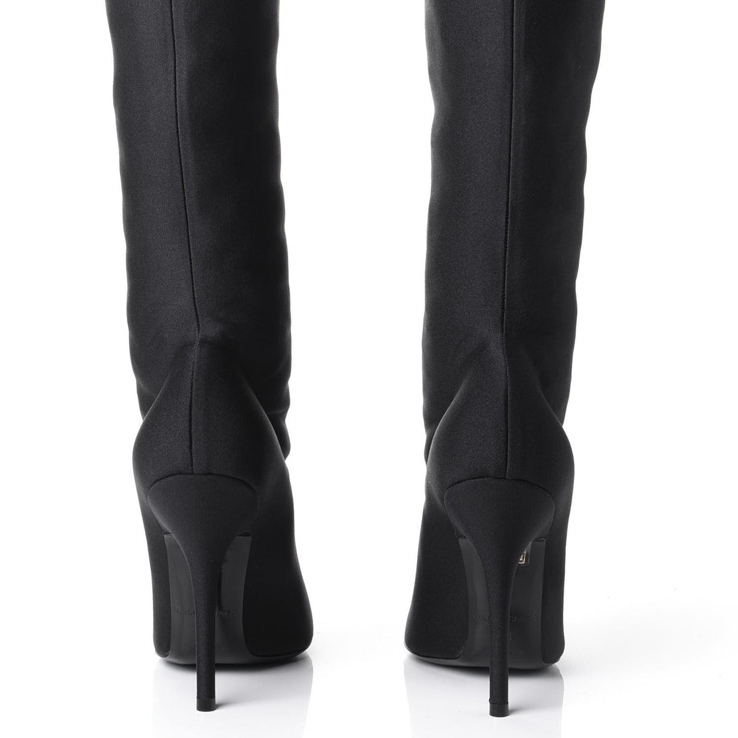 Spandex Pointed Toe Knife Thigh High Boots 38 Black