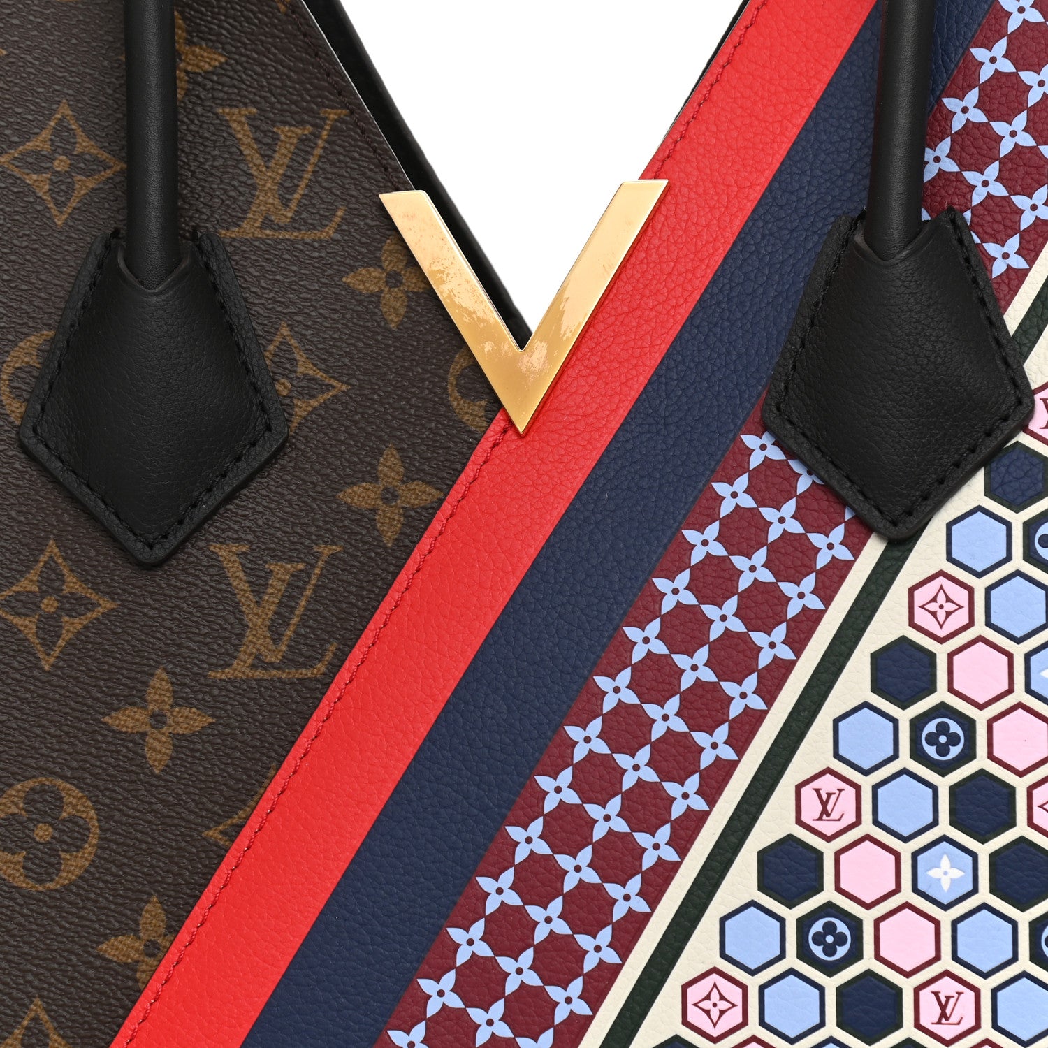Louis Vuitton Calfskin Monogram Kimono Tote MM Rouge Navy 20 of 28