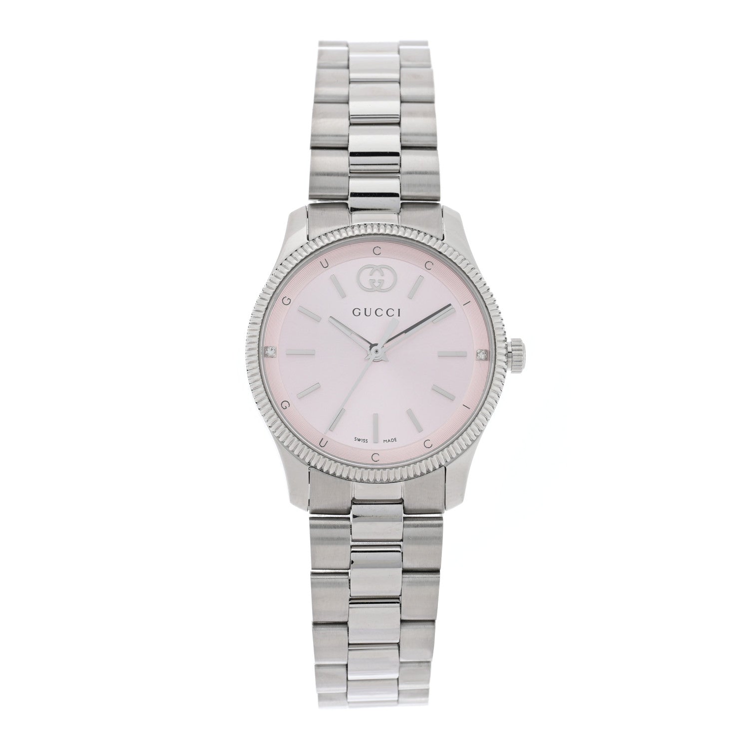 Gucci Stainless Steel Diamond 29mm G-Timeless Quartz Watch Pink 1 of 5