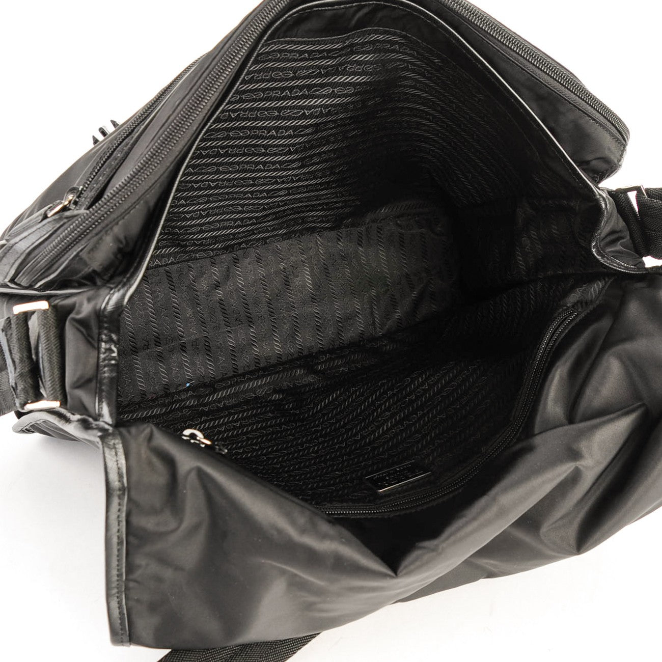 Tessuto Nylon Saffiano Messenger Bag Nero Black