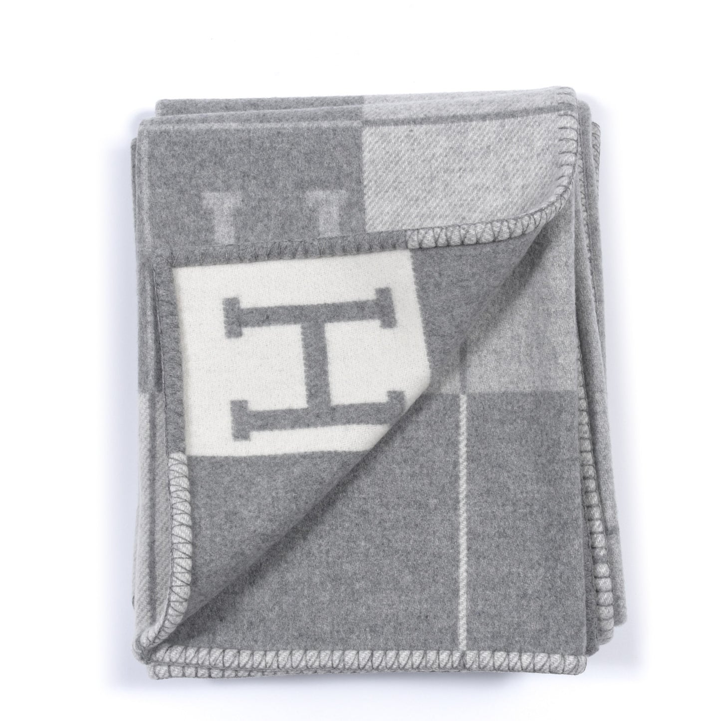 Wool Cashmere Avalon III Blanket Ecru Gris Clair