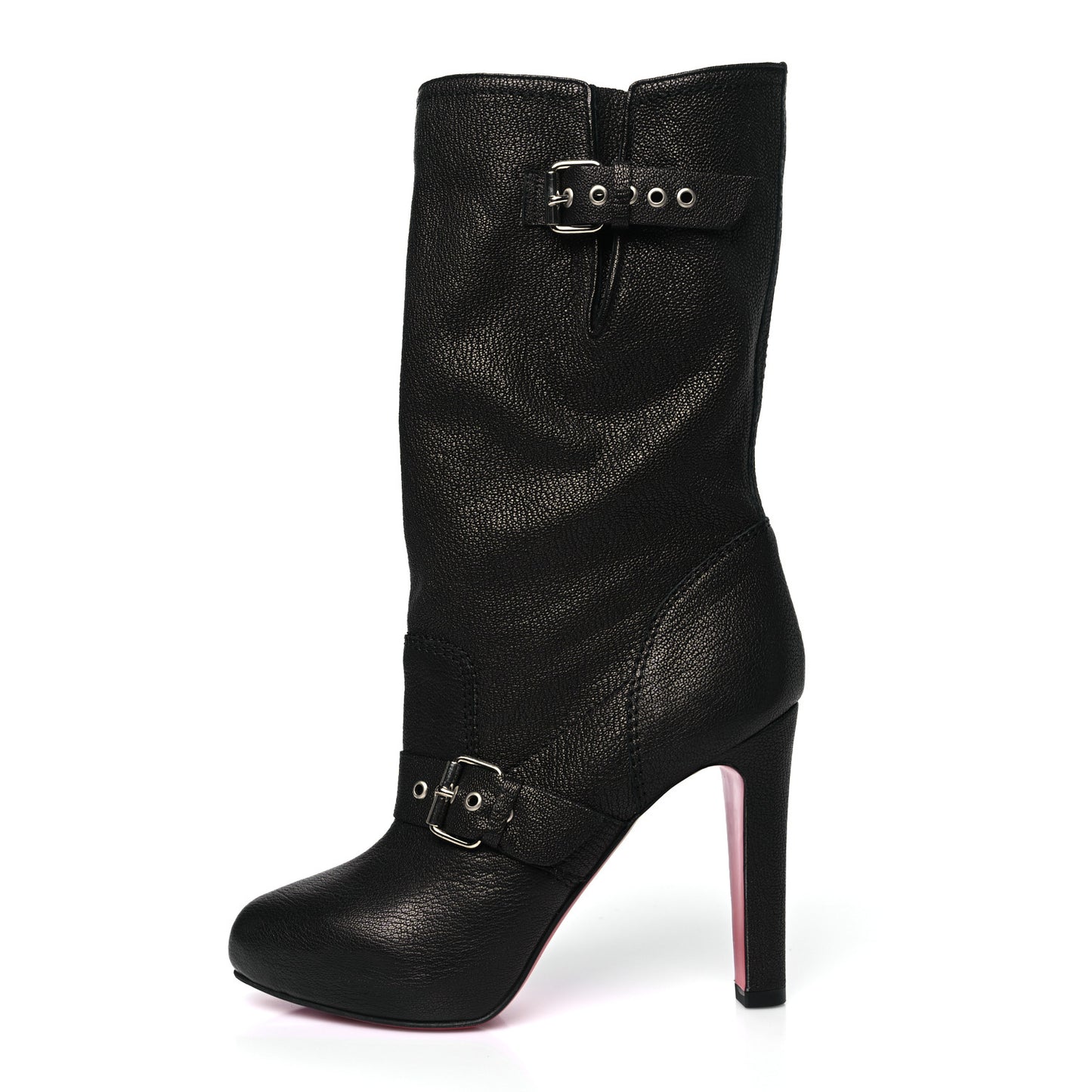 Grained Kid Calfskin Flanavec120 Knee Boots 40 Black