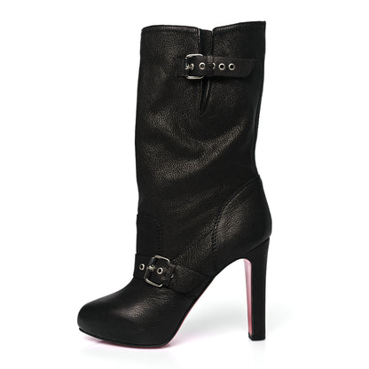 Christian Louboutin Grained Kid Calfskin Flanavec120 Knee Boots 40 Black 1 of 8