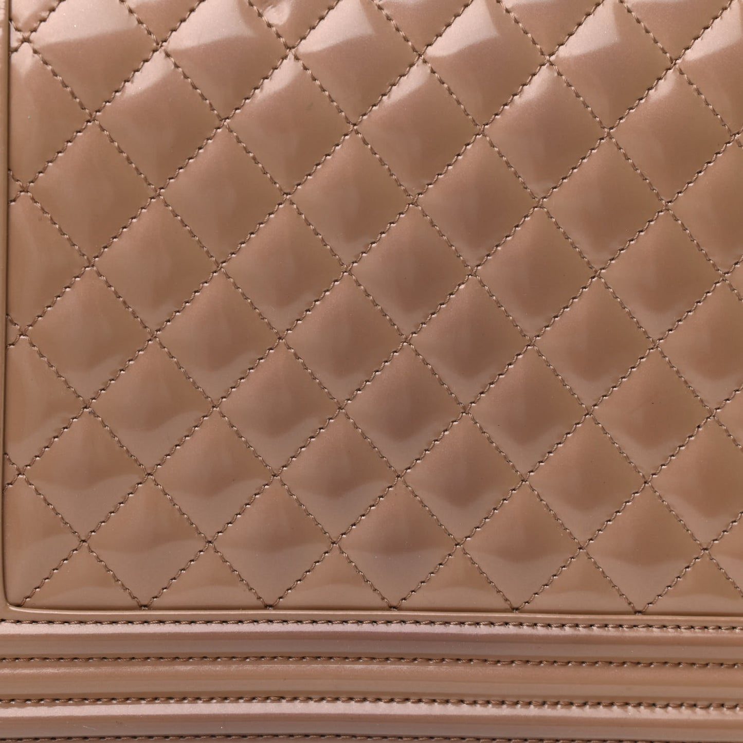 Iridescent Glazed Calfskin Quilted New Medium Boy Flap Dark Beige