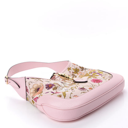 Gucci Canvas Flora Medium Jackie Hobo Light Pink 3 of 10