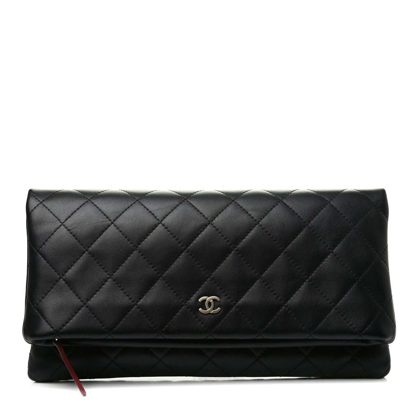 Lambskin Quilted CC Beauty Clutch Black