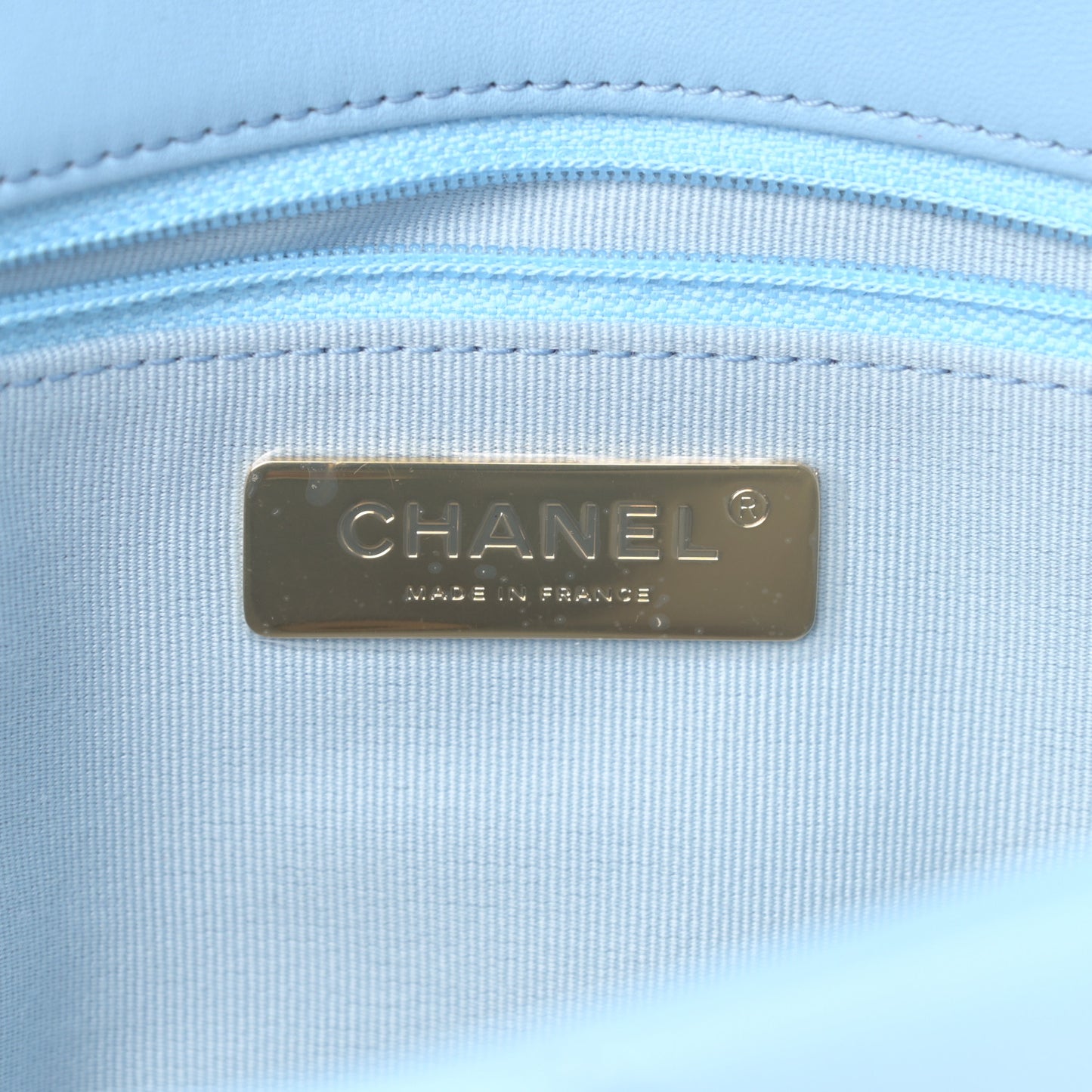 Lambskin Quilted Medium Chanel 19 Flap Light Blue