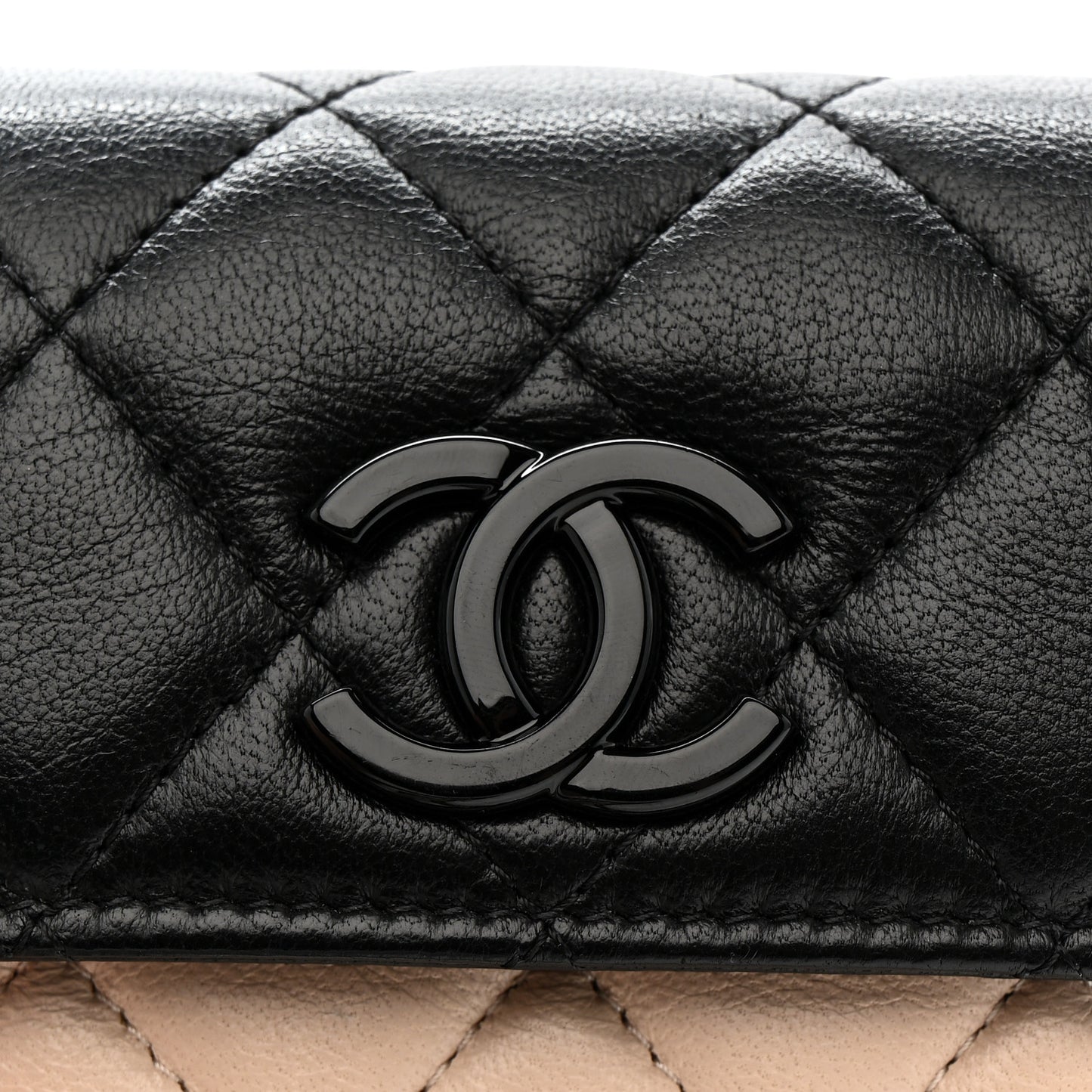 Lambskin Quilted Mini Chain Belt Bag Black Beige Multicolor