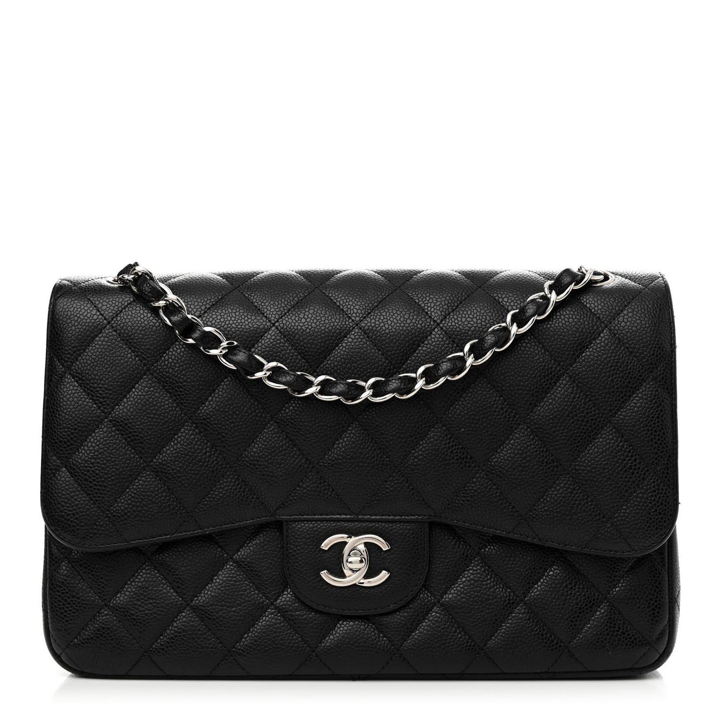 Caviar Quilted Jumbo Double Flap Black