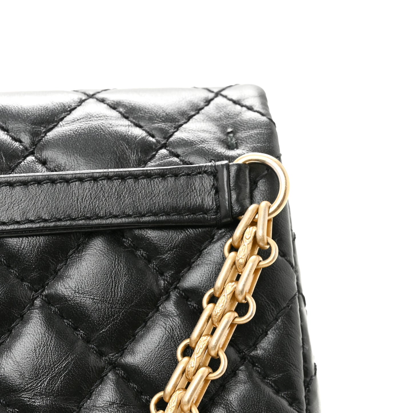 Aged Calfskin Quilted 2.55 Reissue Chain Waist Bag Black
