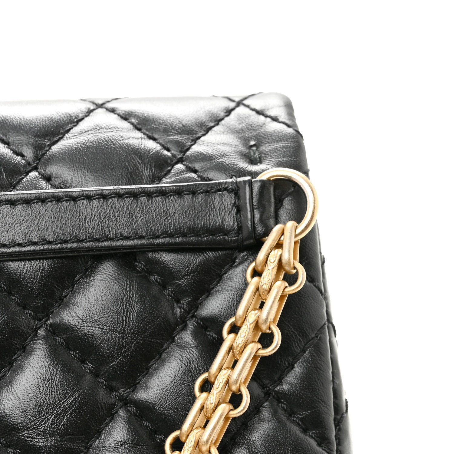 Chanel Aged Calfskin Quilted 2.55 Reissue Chain Waist Bag Black 13 of 13