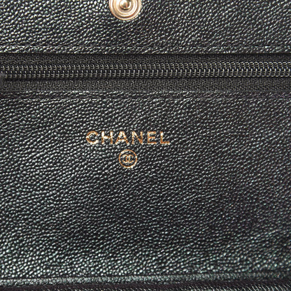 Chanel Iridescent Caviar Quilted Wallet On Chain WOC Black 8 of 11