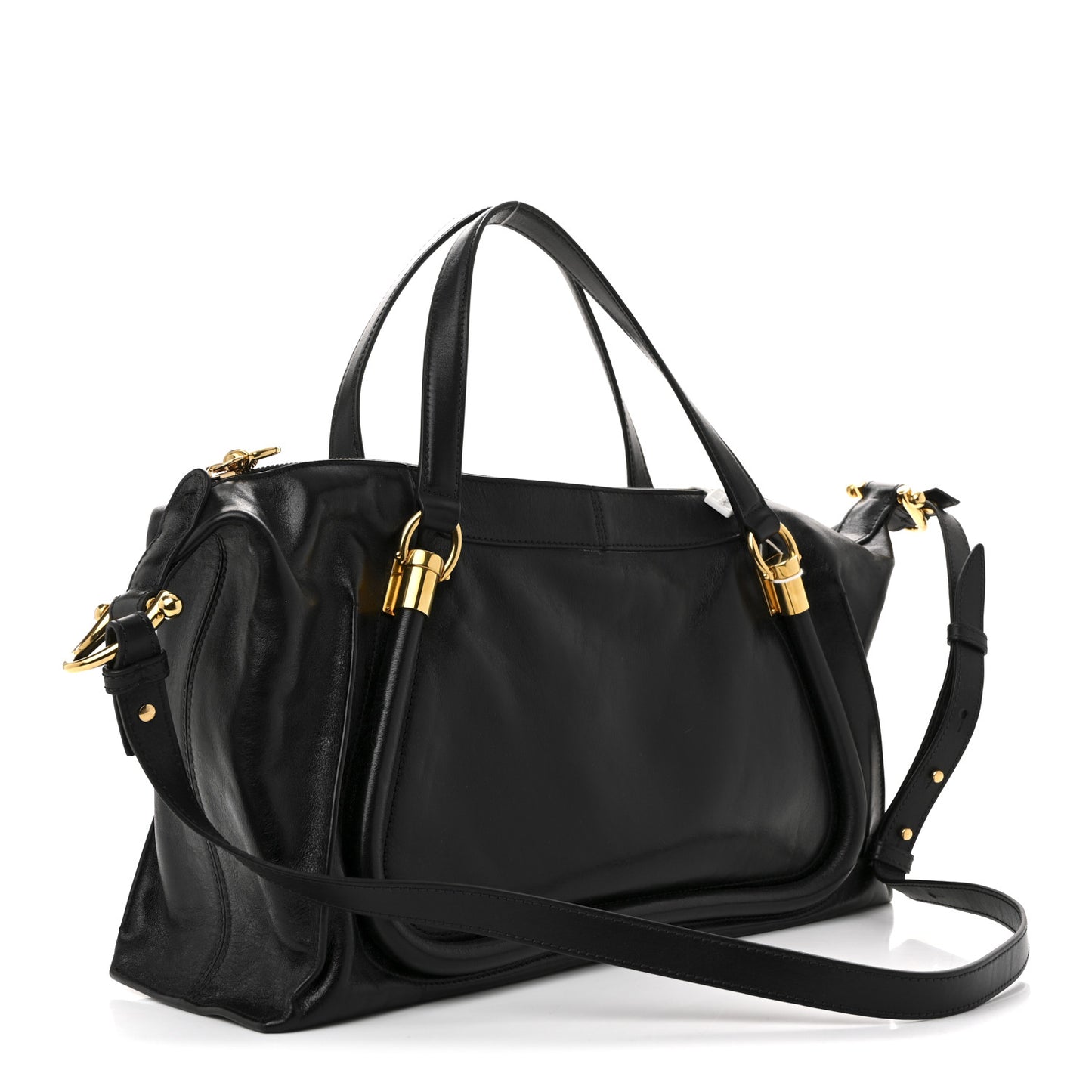 Natural Shiny Calfskin Large Paraty 24 Bag Black